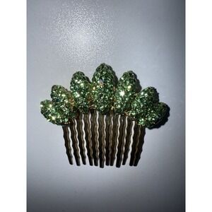 Hand Made Hair Jewelry swarovski crystal Almond-Shaped Cluster Comb Green